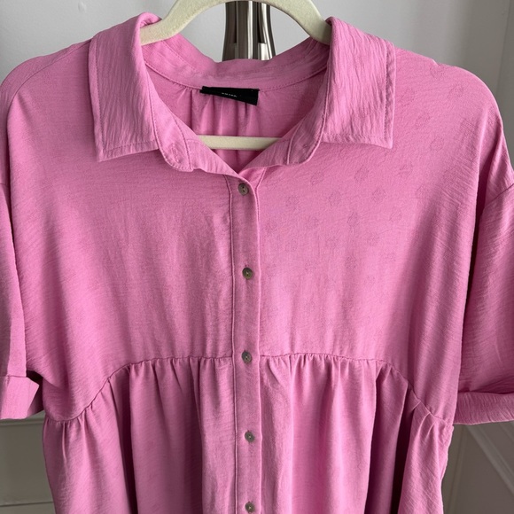 Vici Pink Button-Down Oversized Mini Dress Size Small - Picture 5 of 10
